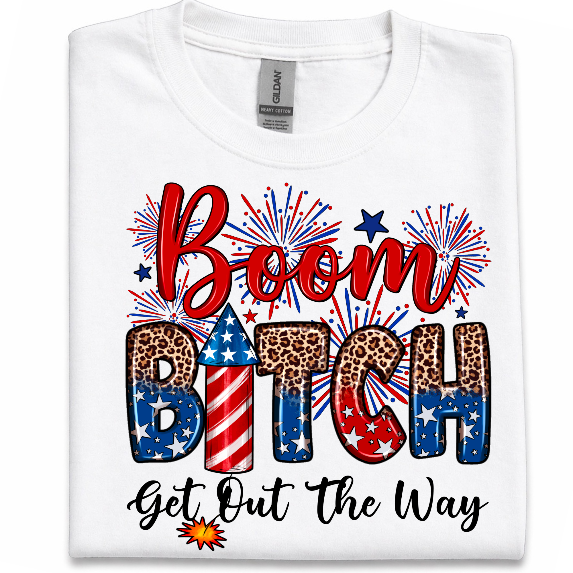 Boom Bitch Graphic T-shirt - Funny 4th of July Shirt - Women's Tee