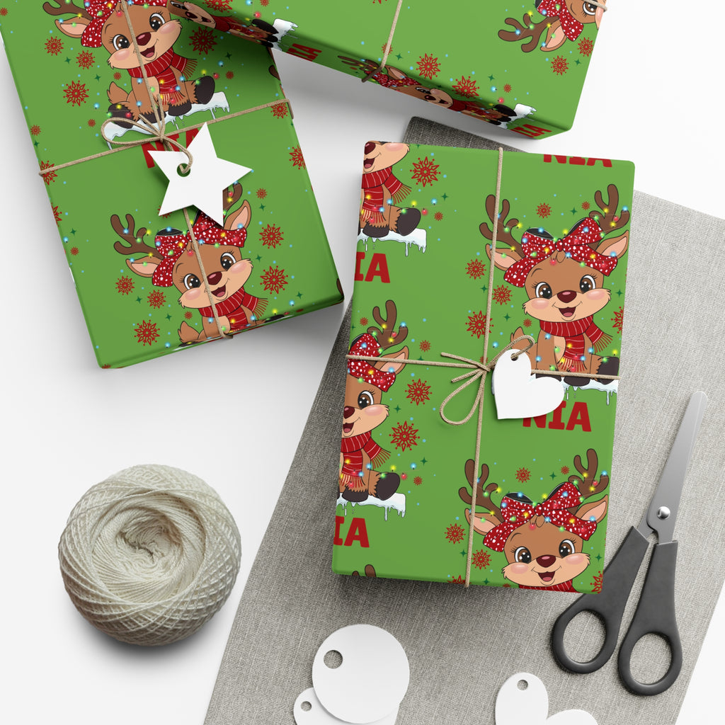 Personalized Girl Christmas Wrapping Paper - Custom Name Gift Wrap, Holiday Present Wrap with Custom Design