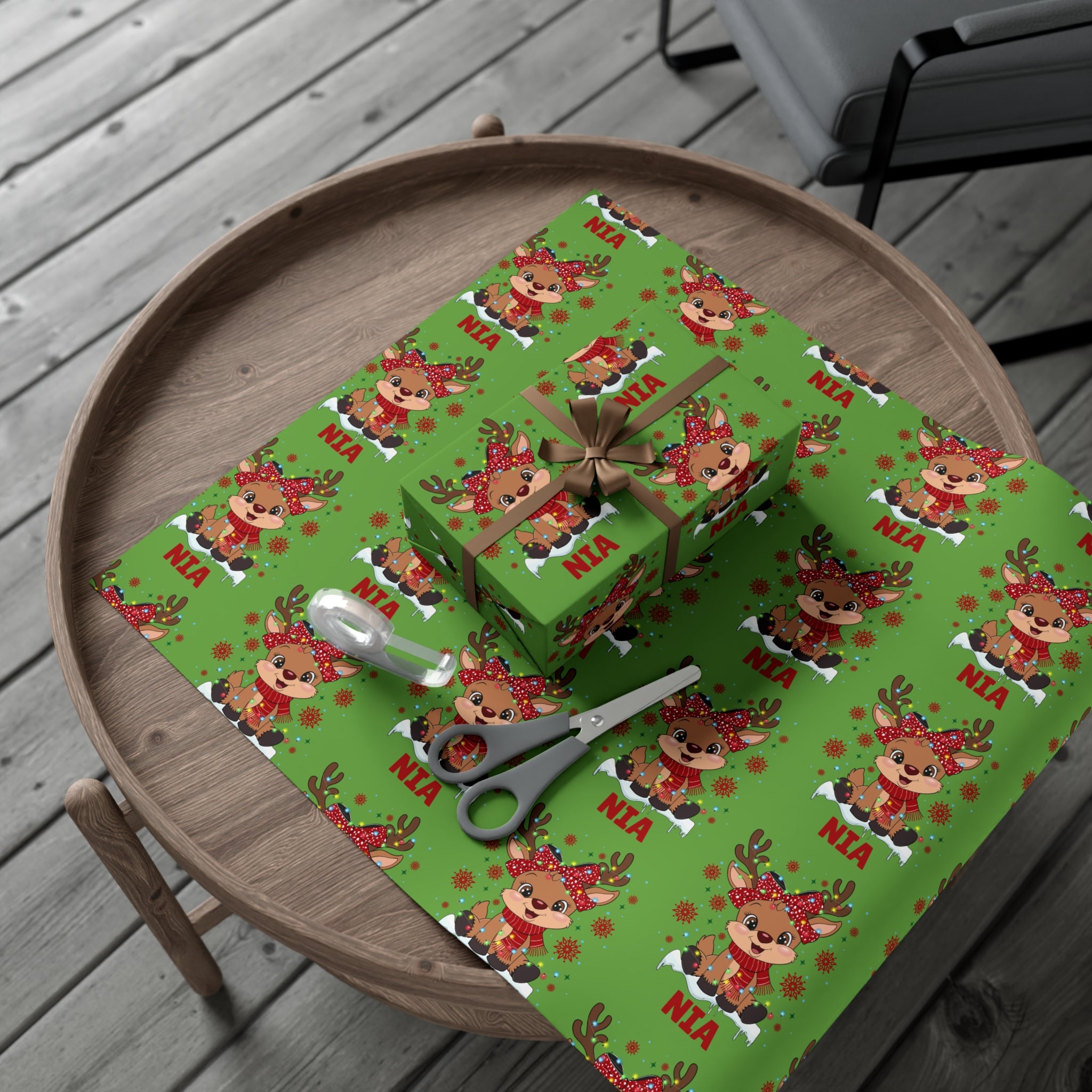 Personalized Girl Christmas Wrapping Paper - Custom Name Gift Wrap, Holiday Present Wrap with Custom Design