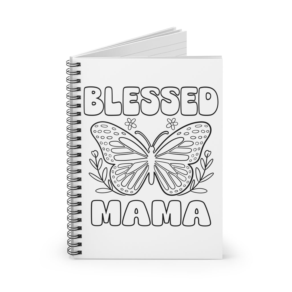 Color-Your-Own 'Blessed Mama' Spiral Notebook- Empowering DIY Journal for Women