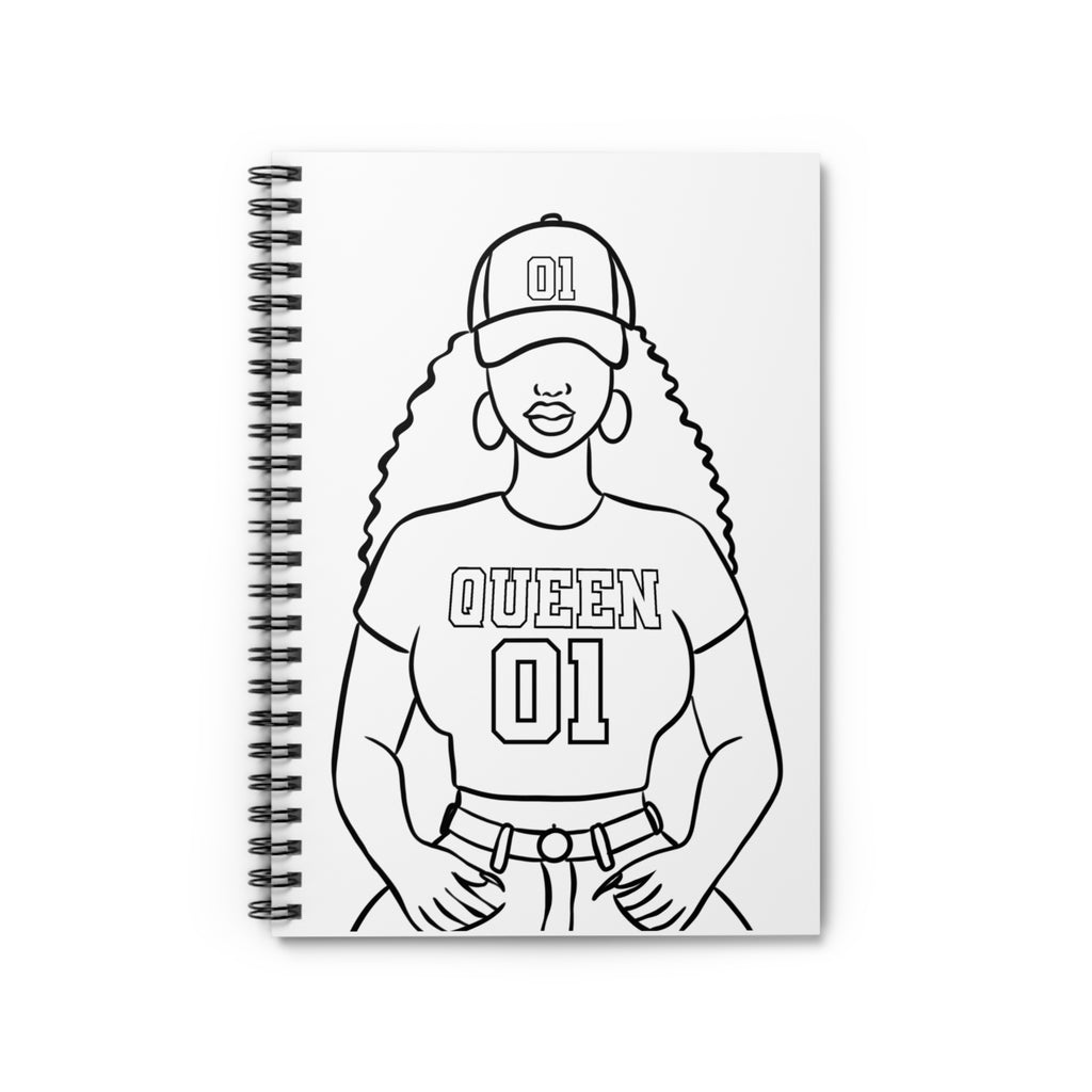 Color-Your-Own 'Queen' Spiral Notebook- Empowering DIY Journal for Women