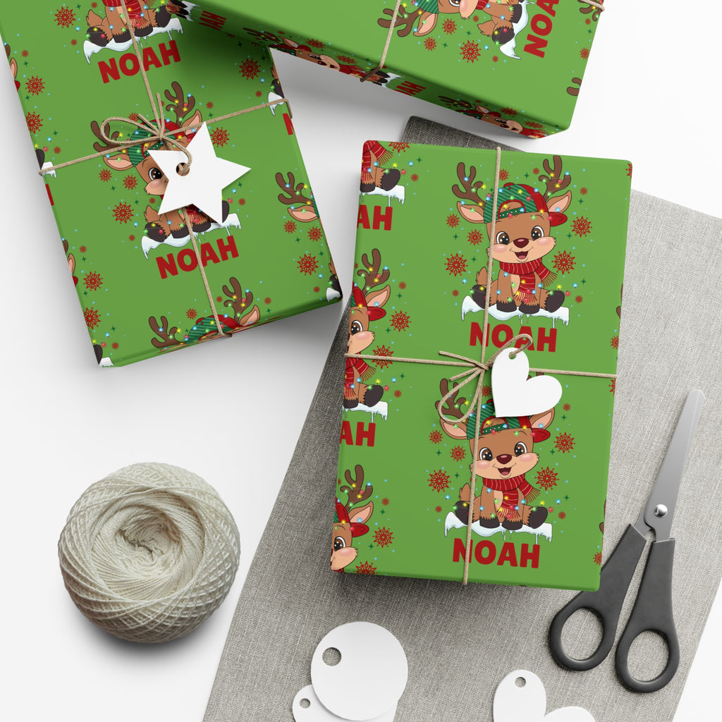 Personalized Boy Christmas Wrapping Paper - Custom Name Gift Wrap, Holiday Present Wrap with Custom Design
