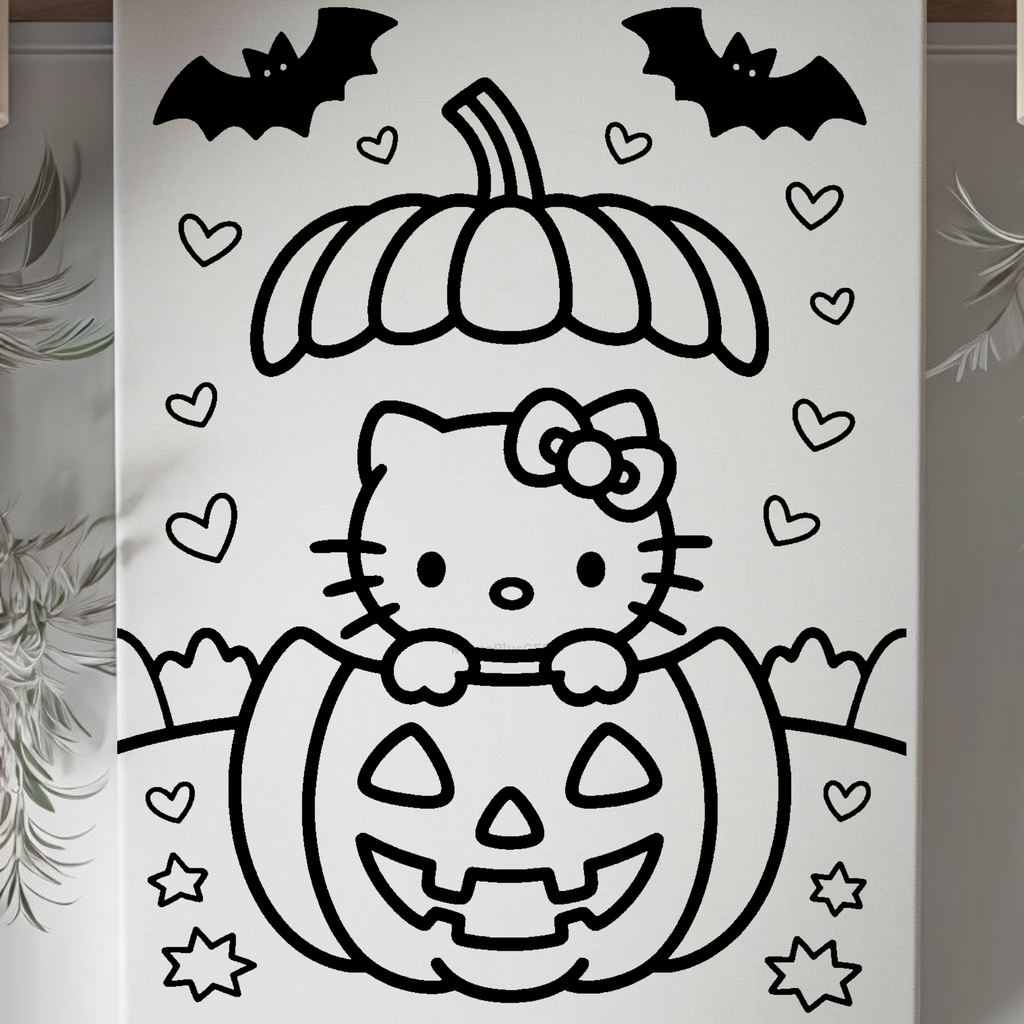 Press & Paint - Cute Kitty Pumpkin- Halloween