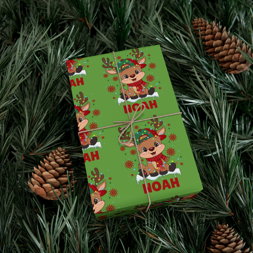 Personalized Boy Christmas Wrapping Paper - Custom Name Gift Wrap, Holiday Present Wrap with Custom Design
