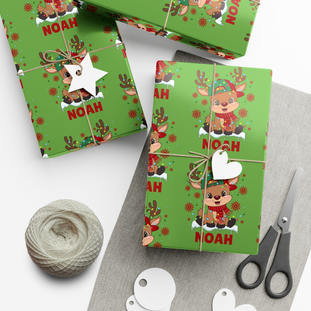 Personalized Boy Christmas Wrapping Paper - Custom Name Gift Wrap, Holiday Present Wrap with Custom Design