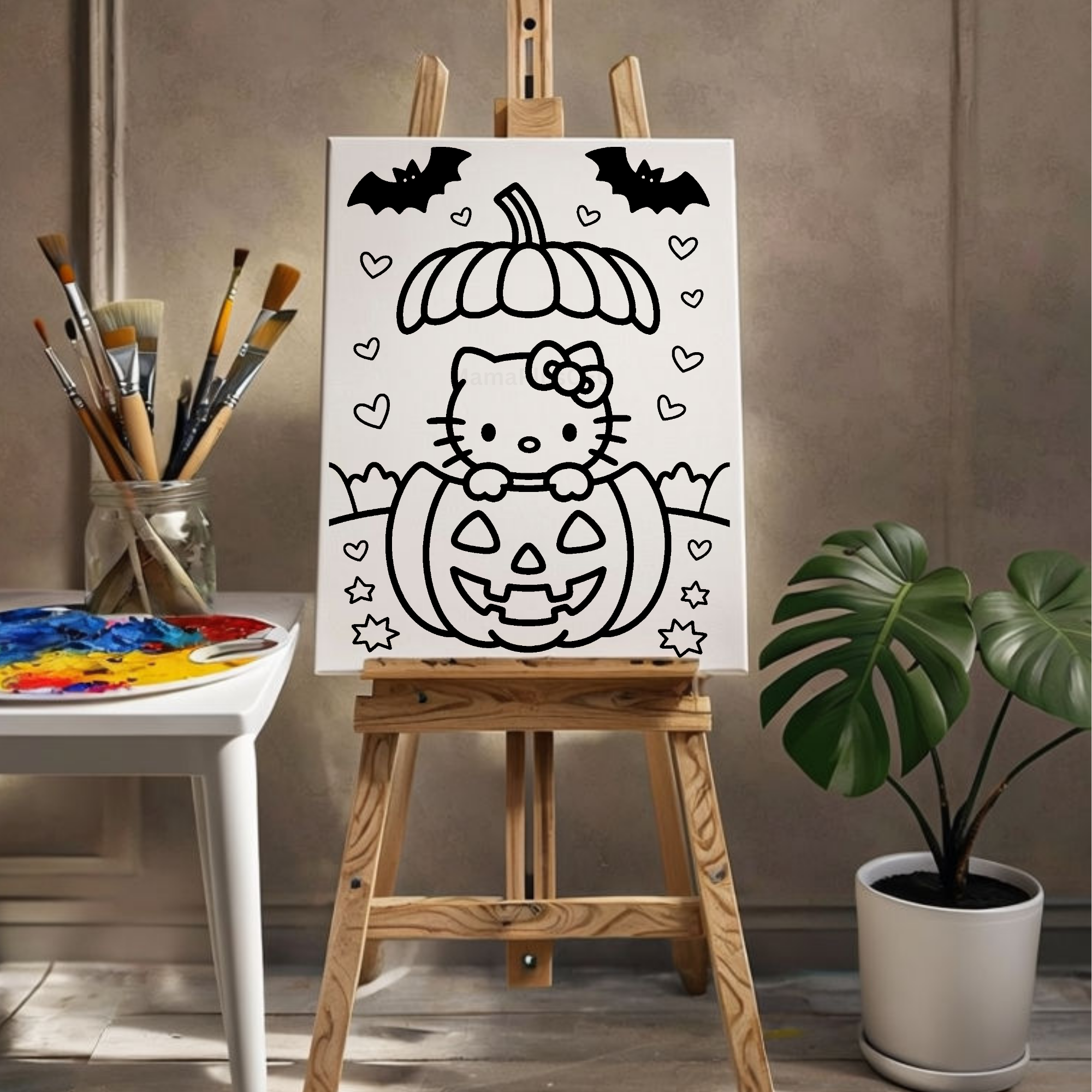 Press & Paint - Cute Kitty Pumpkin- Halloween