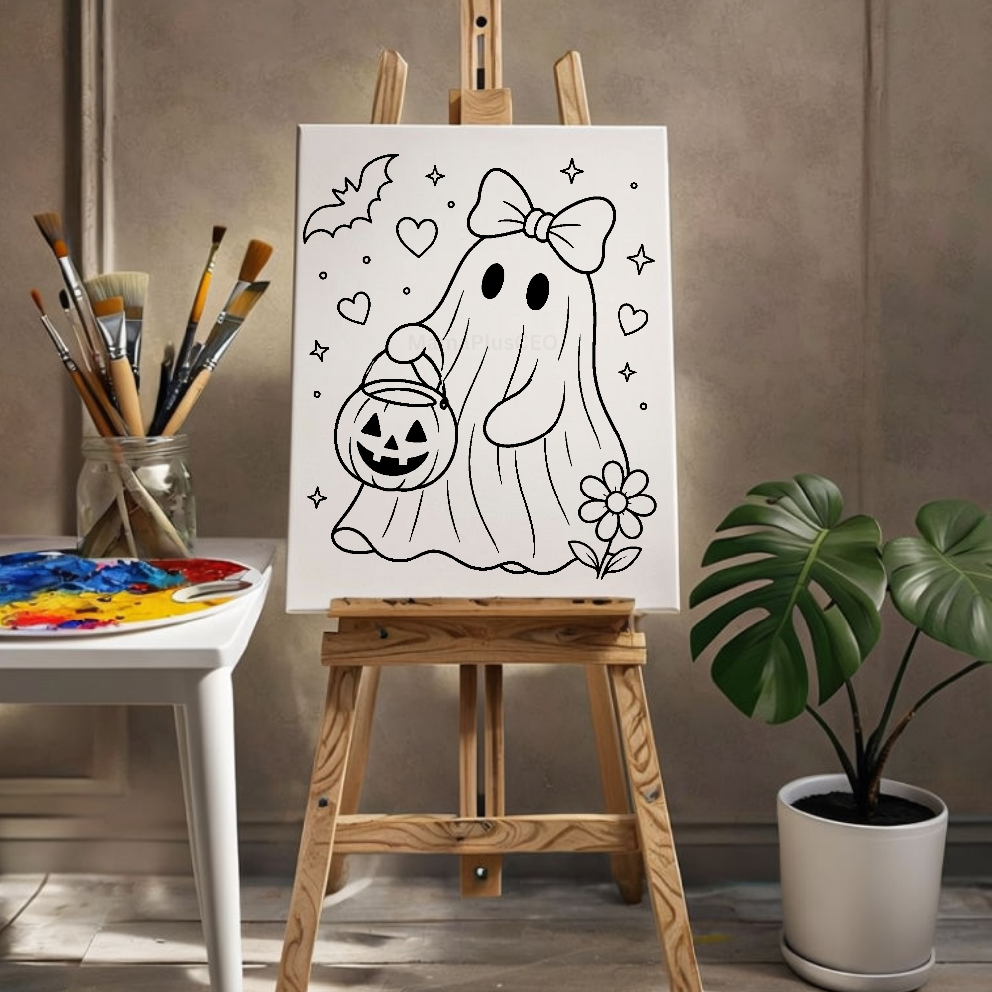 Press & Paint - Cute Ghost - Halloween