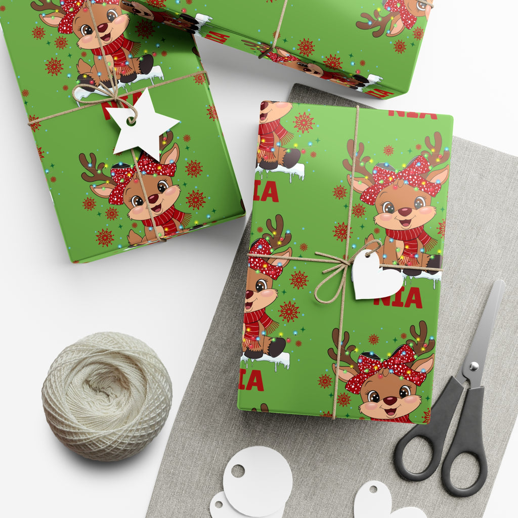 Personalized Girl Christmas Wrapping Paper - Custom Name Gift Wrap, Holiday Present Wrap with Custom Design