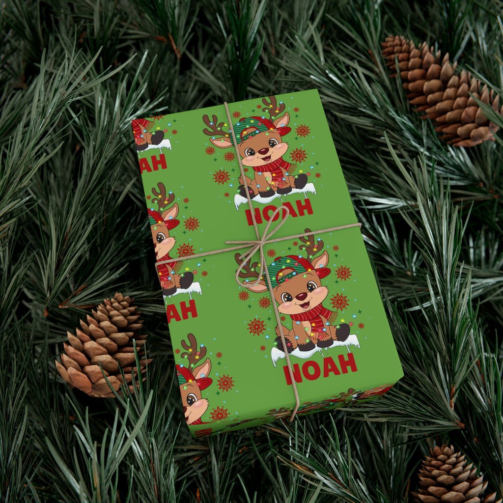 Personalized Boy Christmas Wrapping Paper - Custom Name Gift Wrap, Holiday Present Wrap with Custom Design