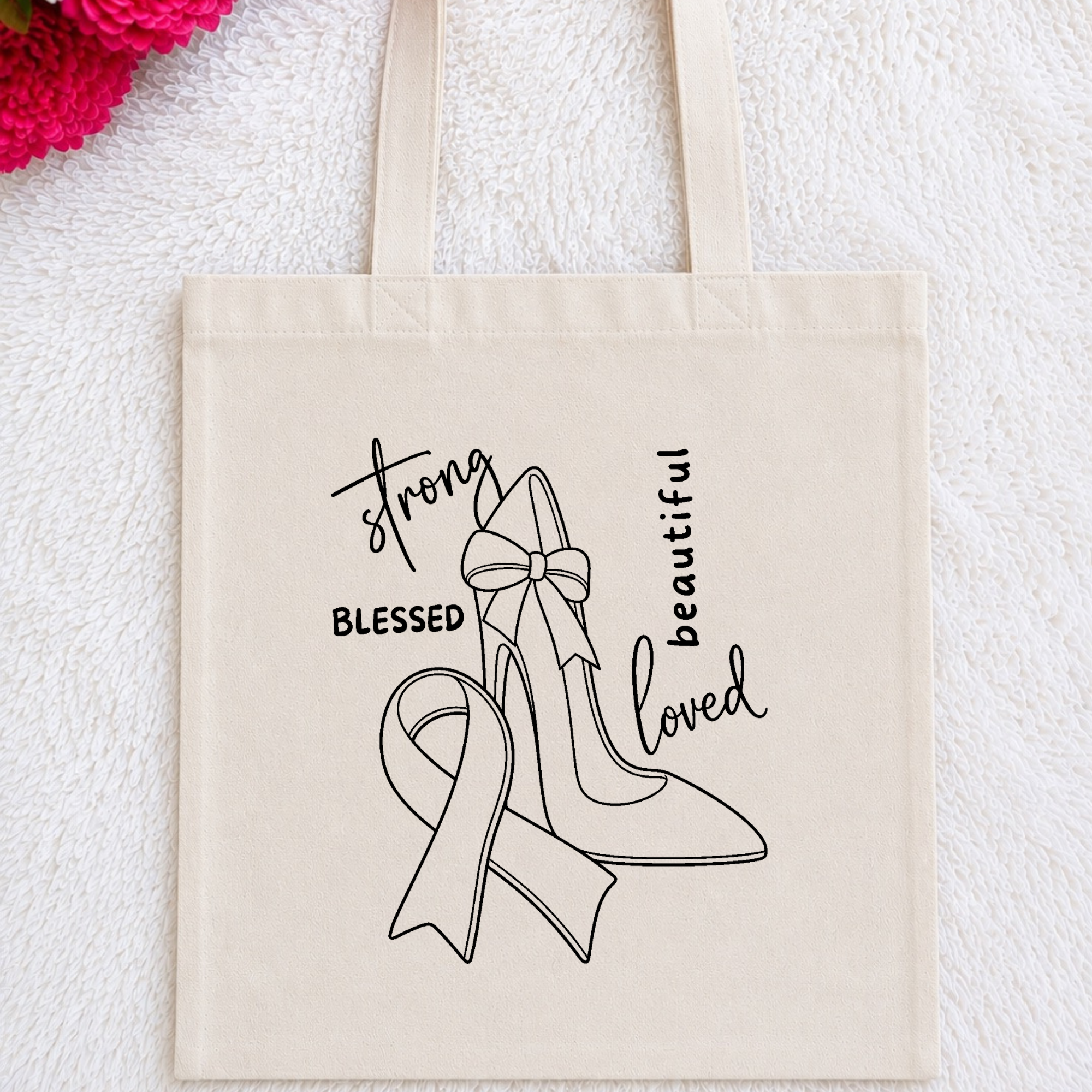 Paintable Canvas Tote Bag (Cancer Awareness)