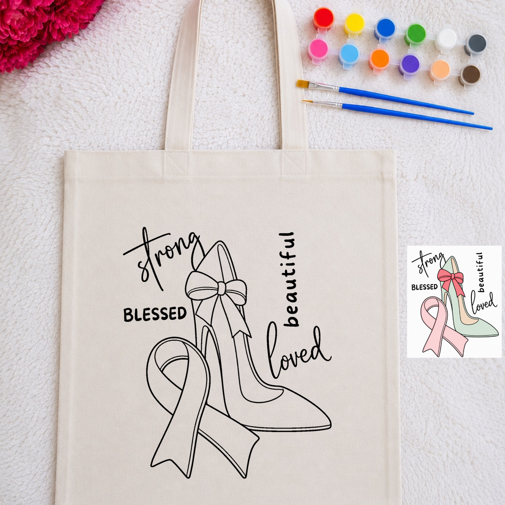 Paintable Canvas Tote Bag (Cancer Awareness)