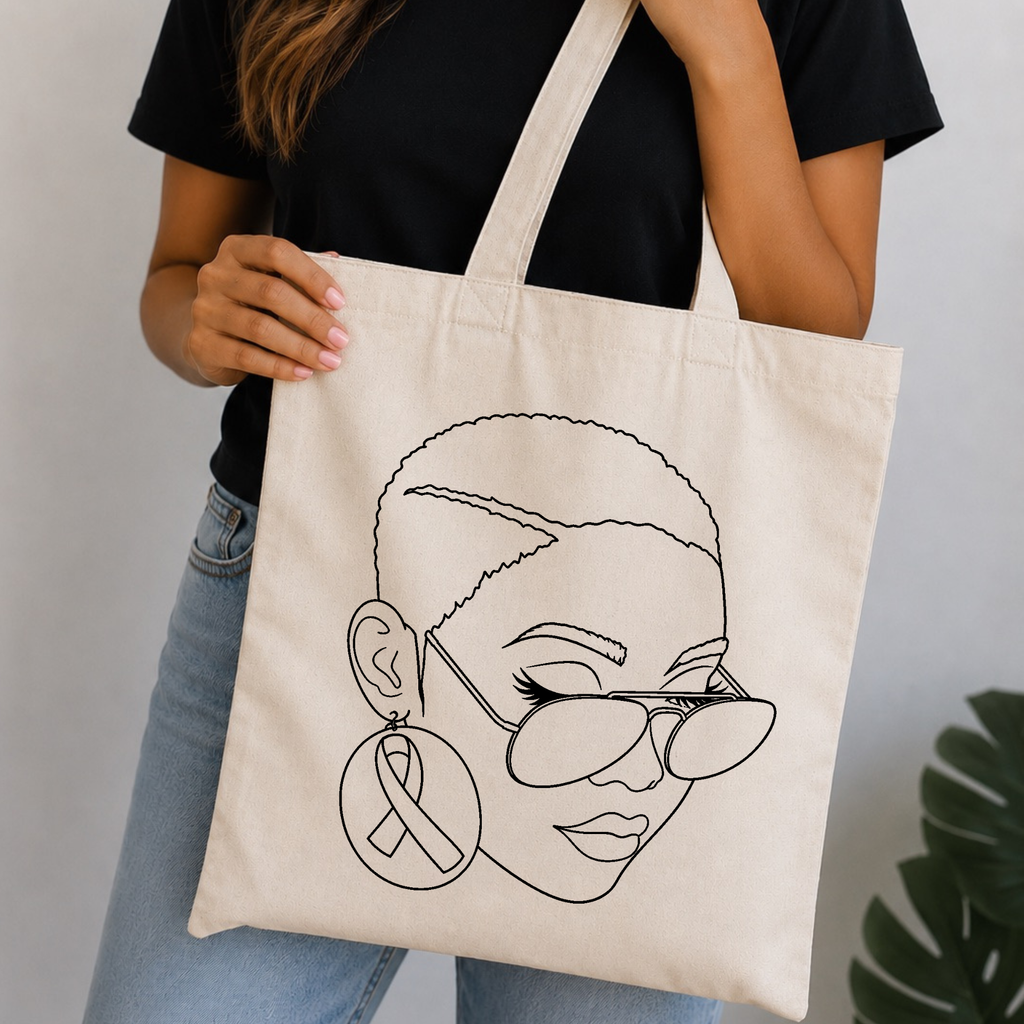 Paintable Canvas Tote Bag (Cancer Awareness)