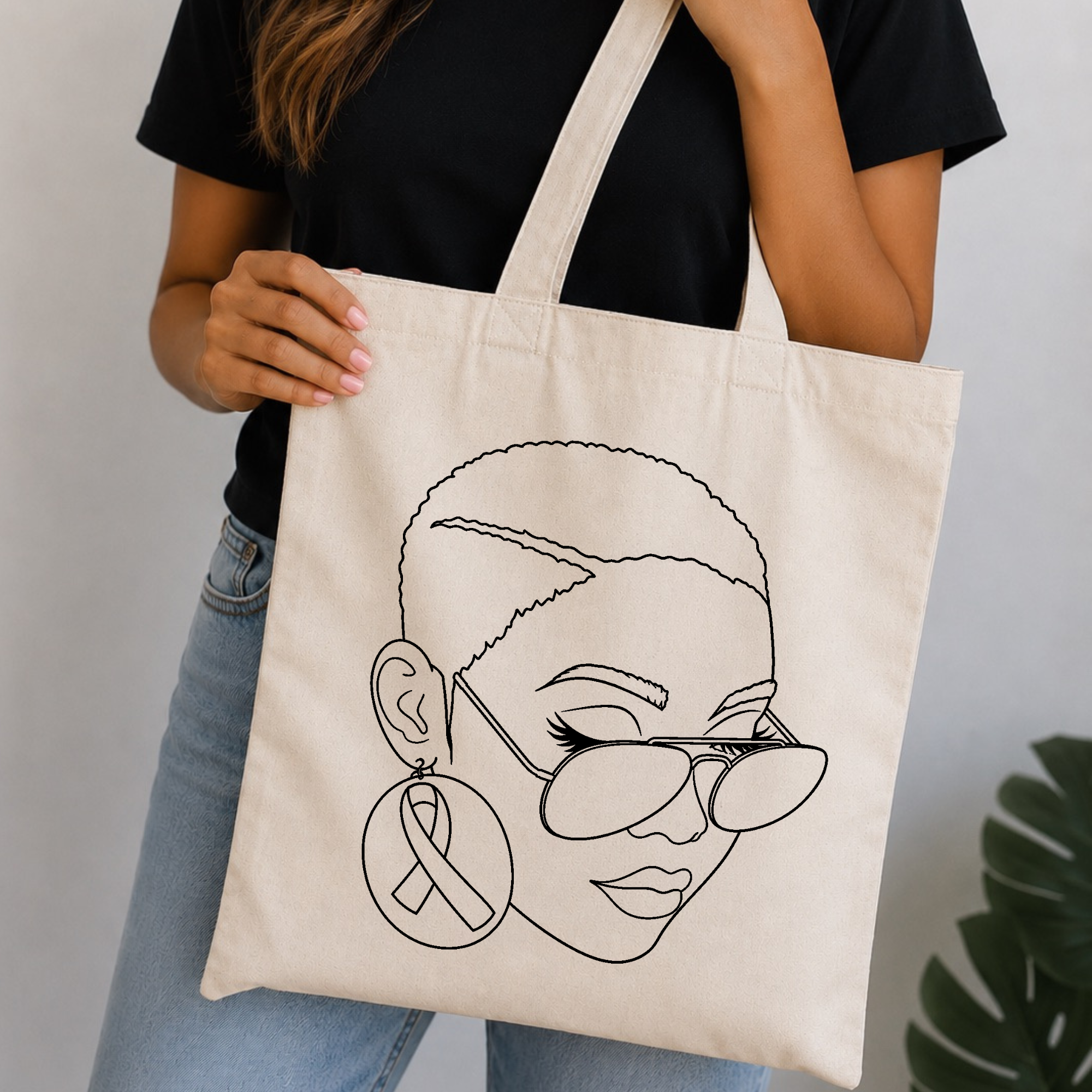 Paintable Canvas Tote Bag (Cancer Awareness)