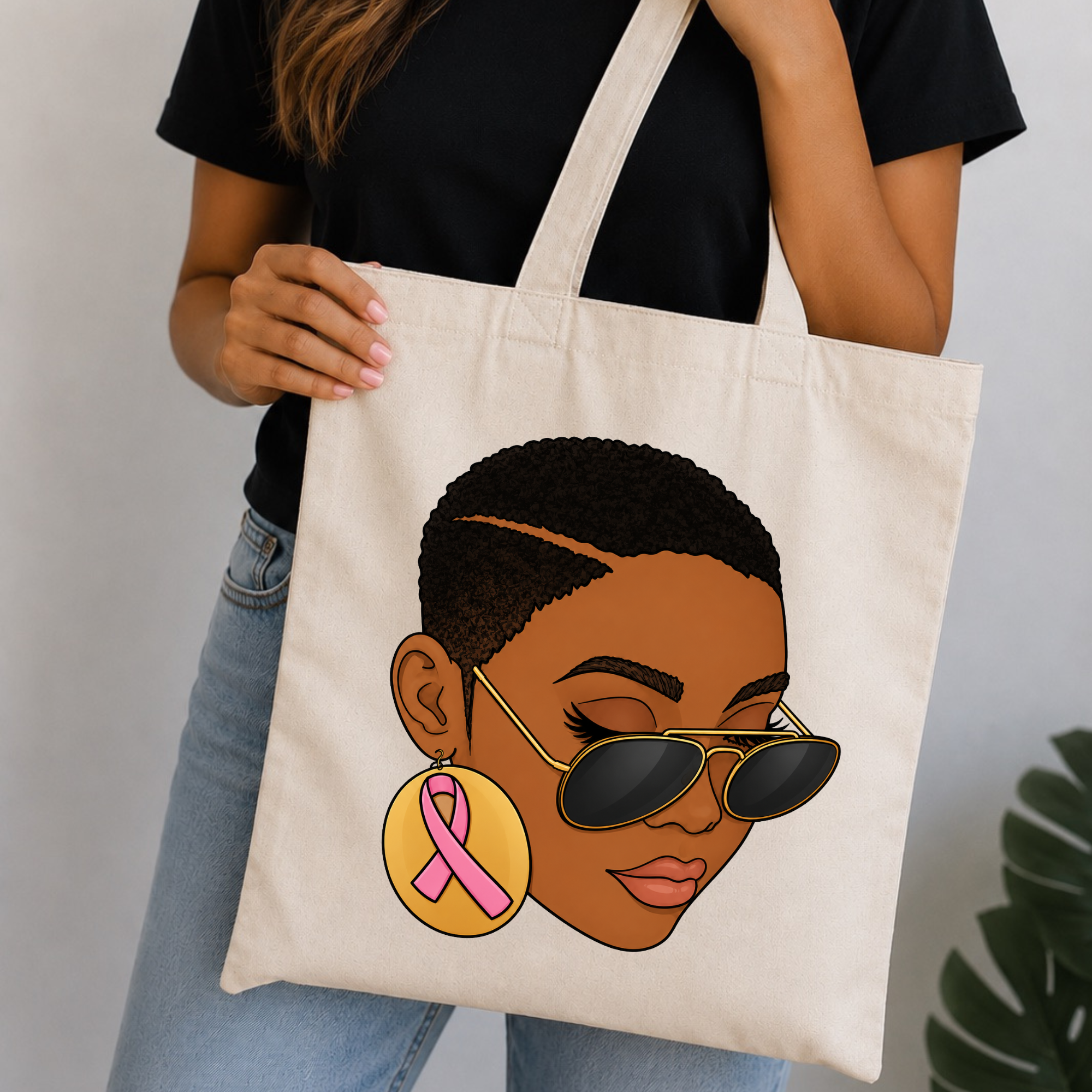Paintable Canvas Tote Bag (Cancer Awareness)