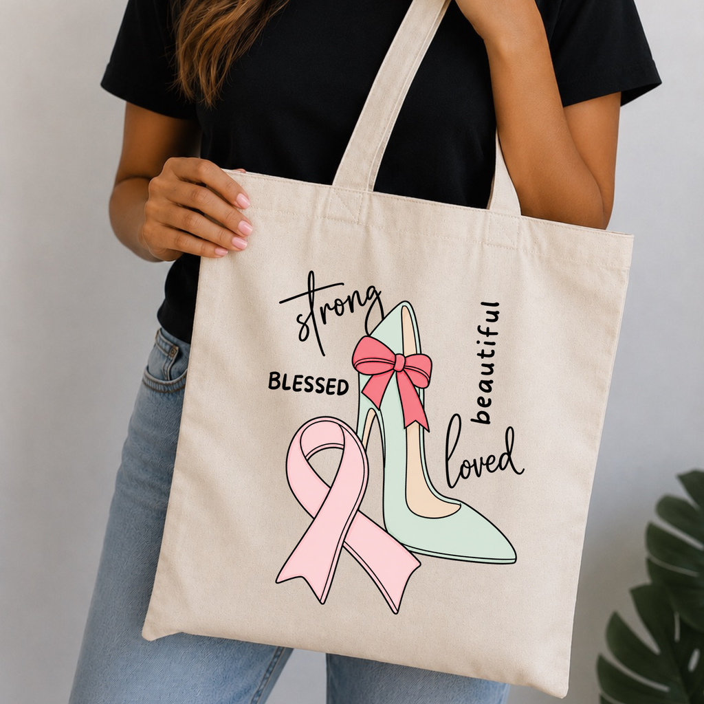 Paintable Canvas Tote Bag (Cancer Awareness)