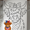 DTF Transfer Outline or Press & Paint Kit - Highland Cow - July 4th