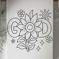 DTF Transfer Outline or Press & Paint Kit - God - Sunflower