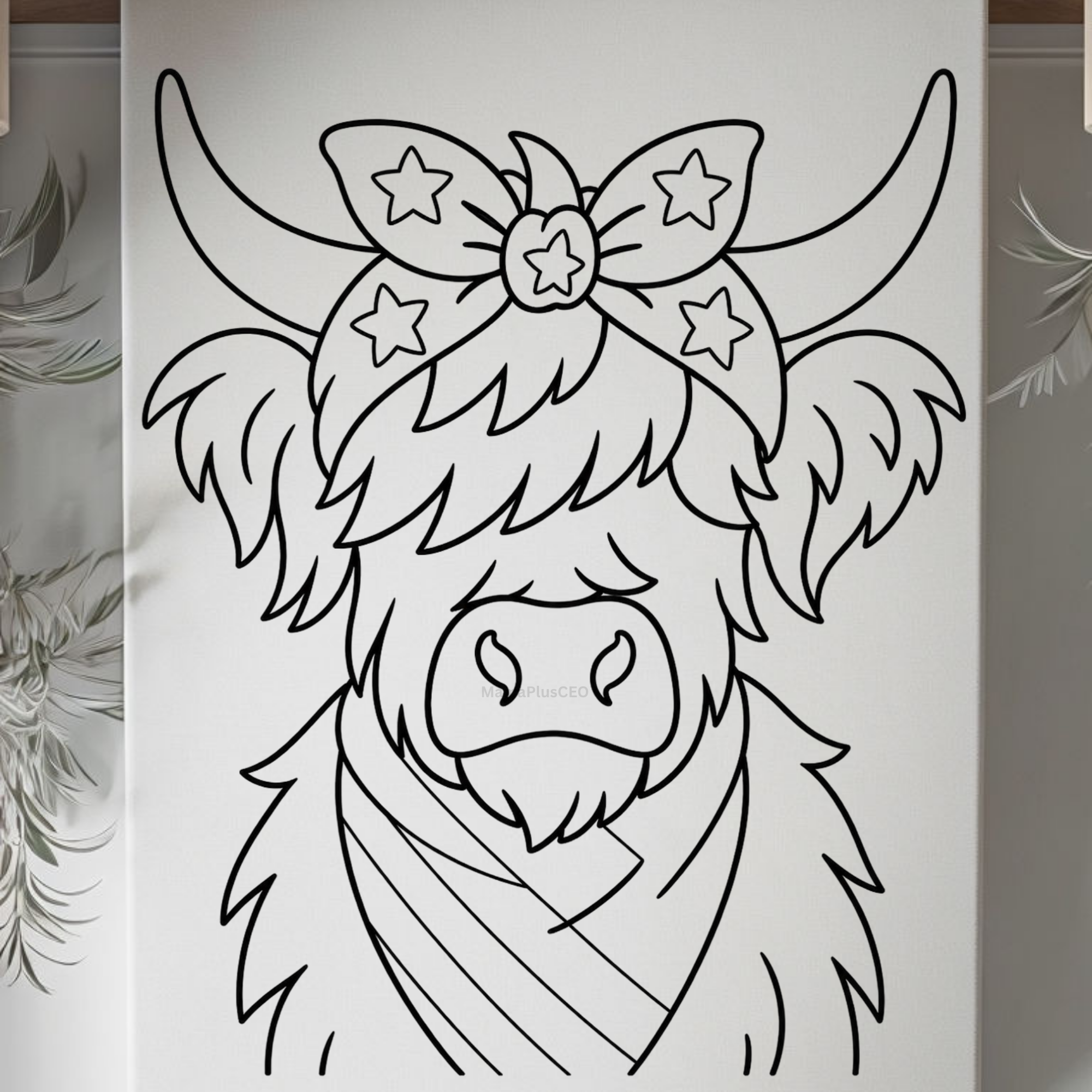 DTF Transfer Outline or Press & Paint Kit - Highland Cow - July 4th