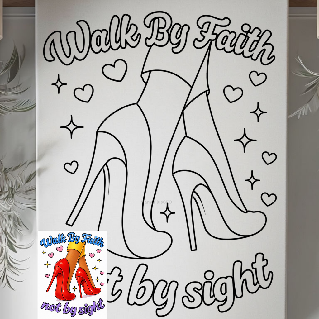 DTF Transfer Outline or Press & Paint Kit - Walk by Faith
