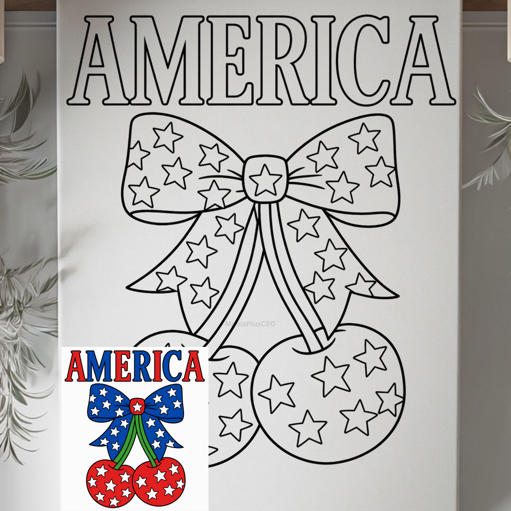 DTF Transfer Outline or Press & Paint Kit - July 4th - America