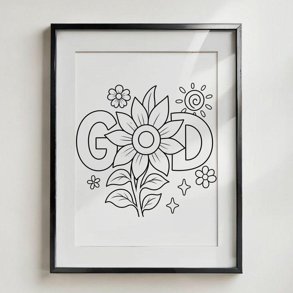 DTF Transfer Outline or Press & Paint Kit - God - Sunflower