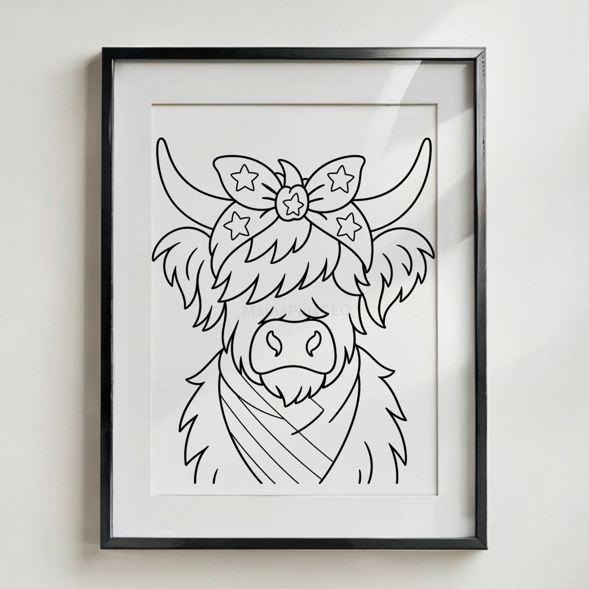 DTF Transfer Outline or Press & Paint Kit - Highland Cow - July 4th
