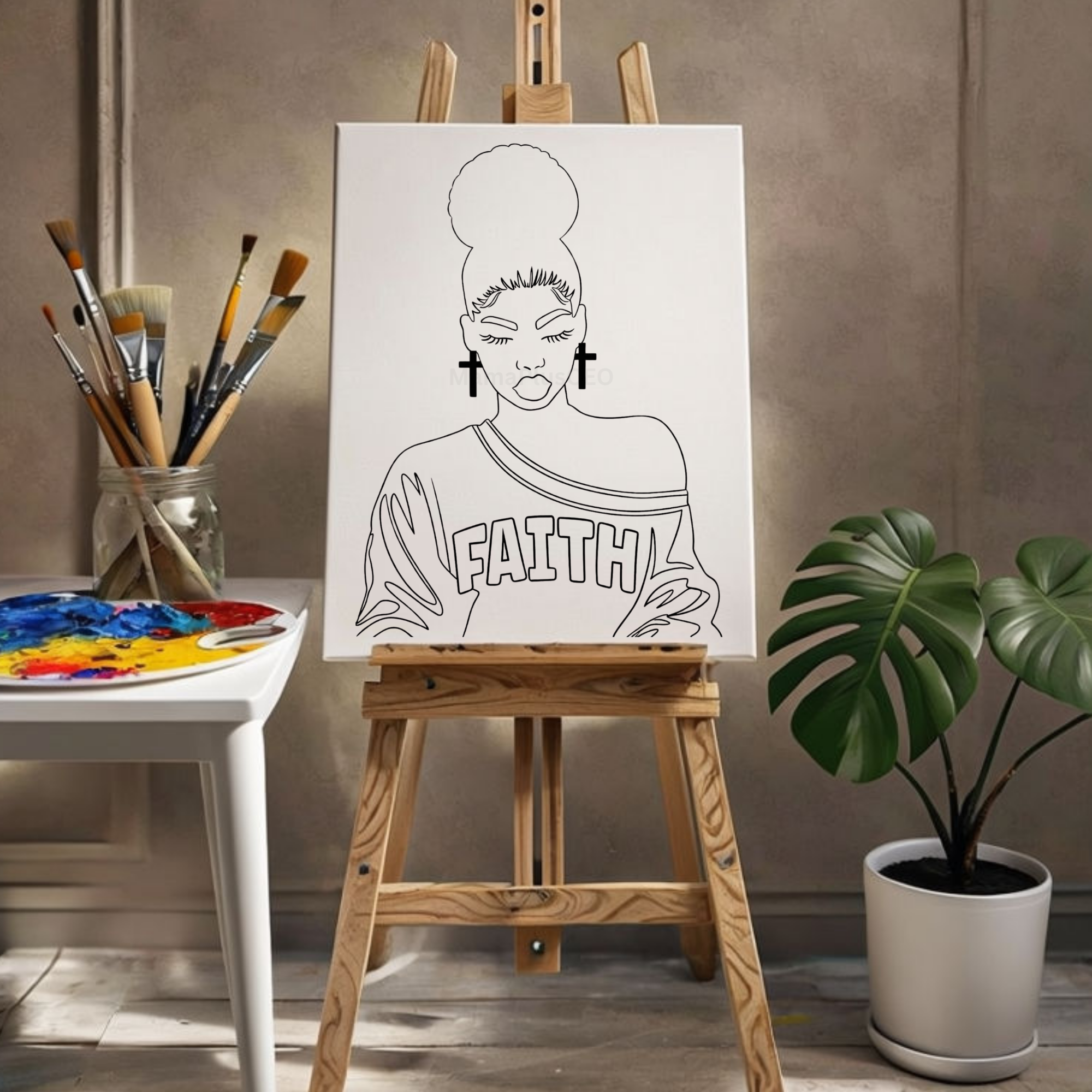 DTF Transfer Outline or Press & Paint Kit - Faith Woman