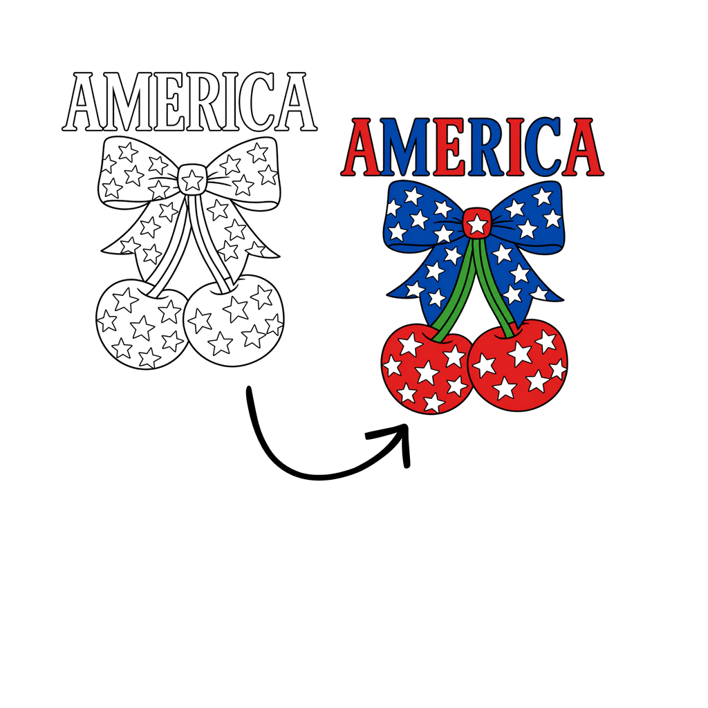 DTF Transfer Outline or Press & Paint Kit - July 4th - America