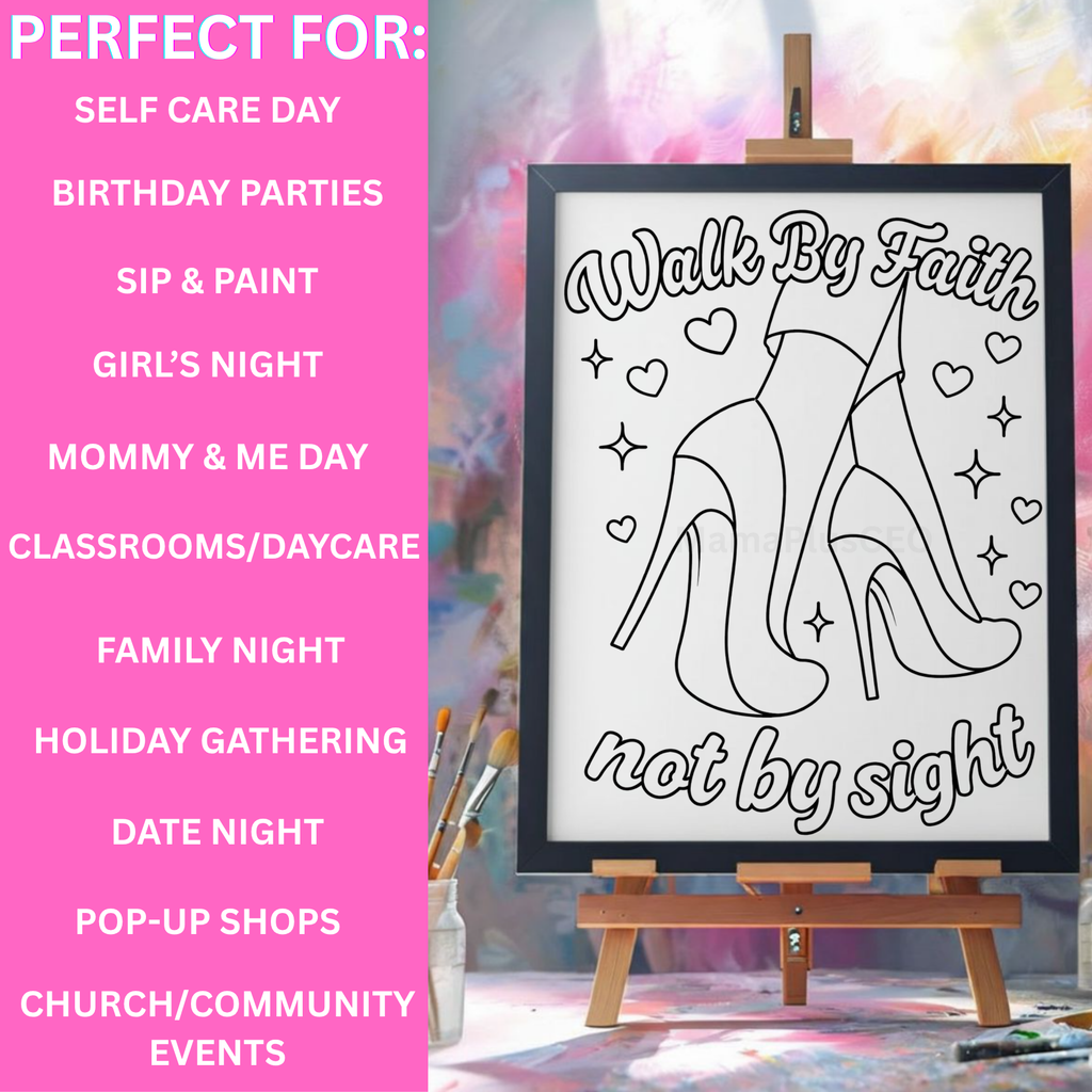 DTF Transfer Outline or Press & Paint Kit - Walk by Faith