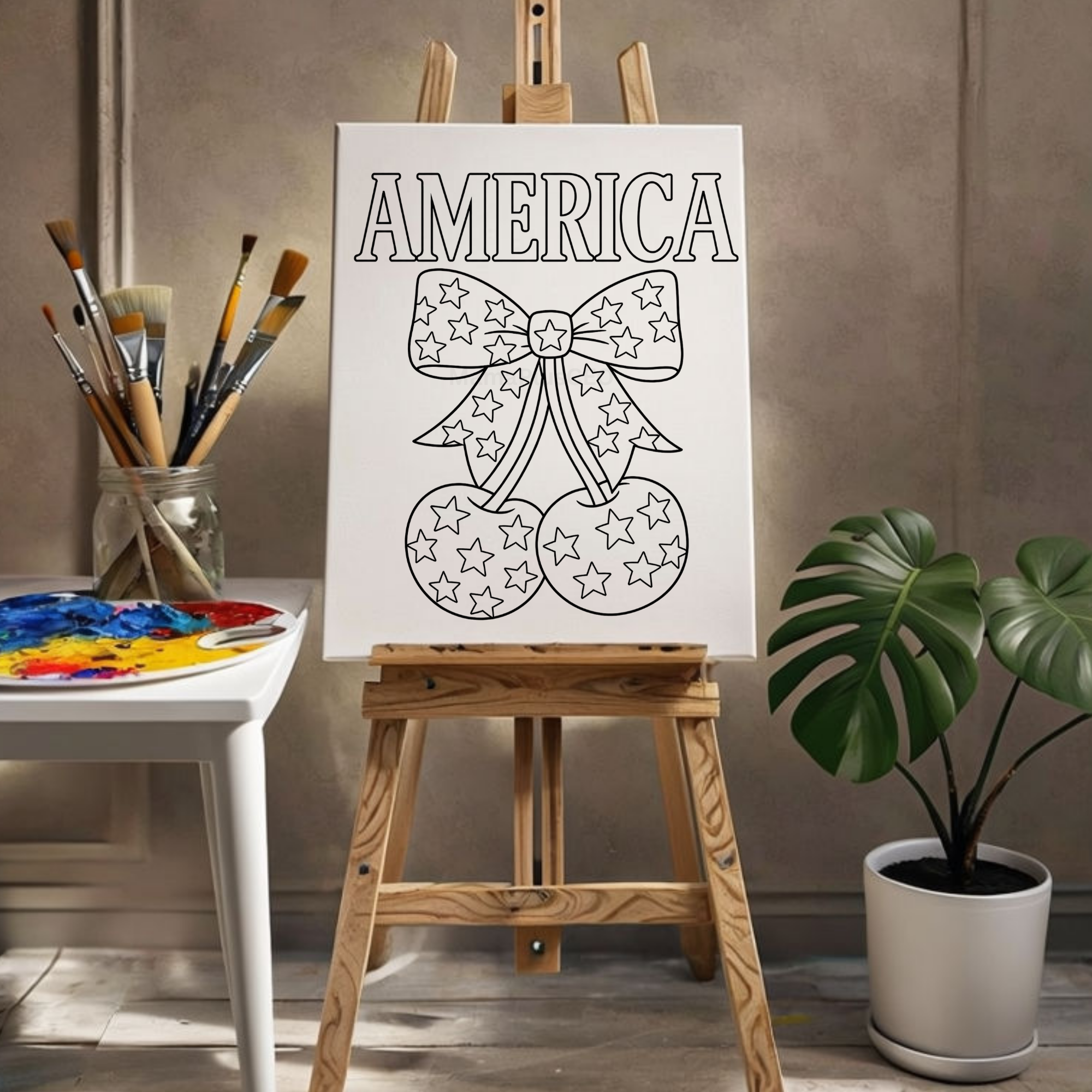 DTF Transfer Outline or Press & Paint Kit - July 4th - America