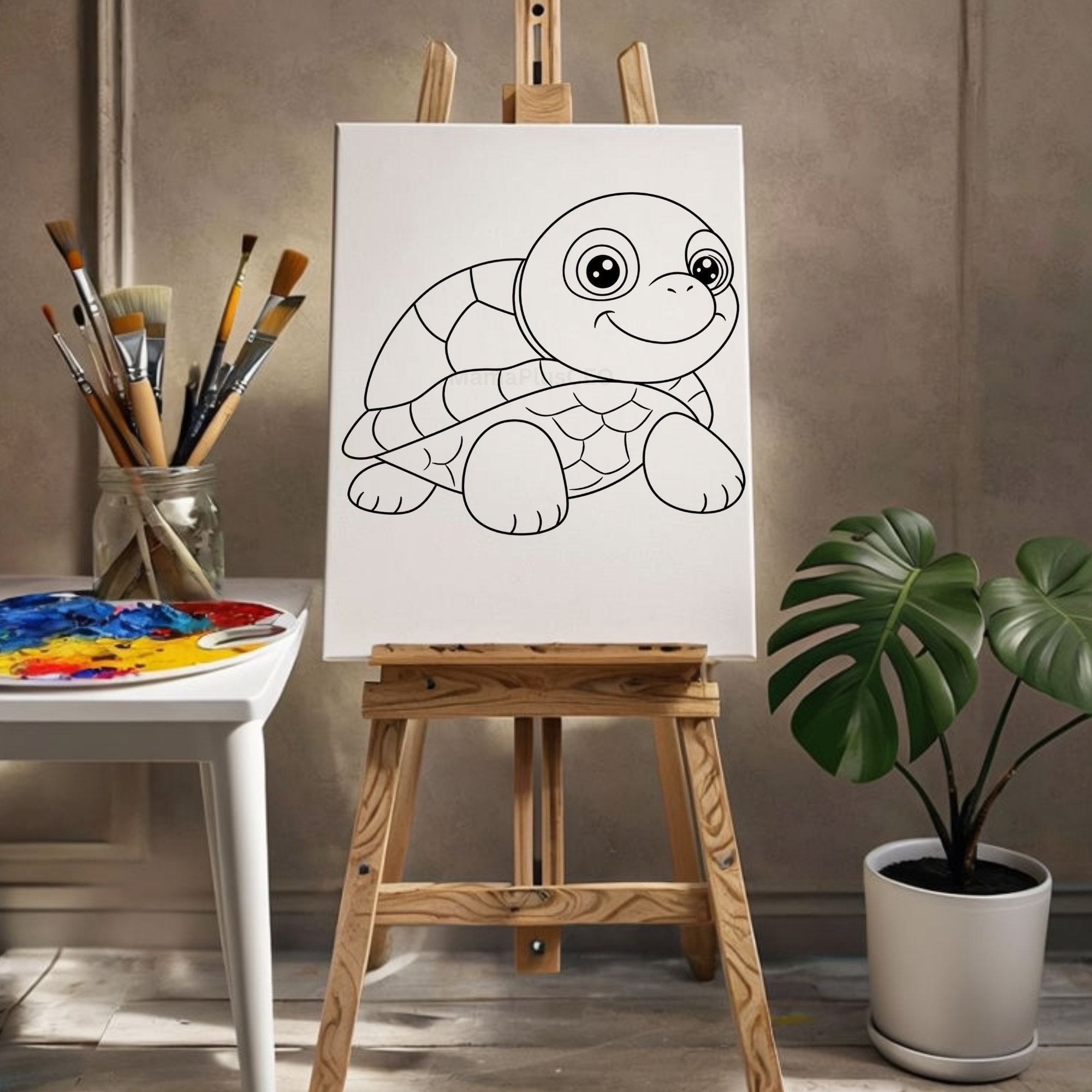 DTF Transfer Outline or Press & Paint Kit - Kids Birthday Party - Turtle
