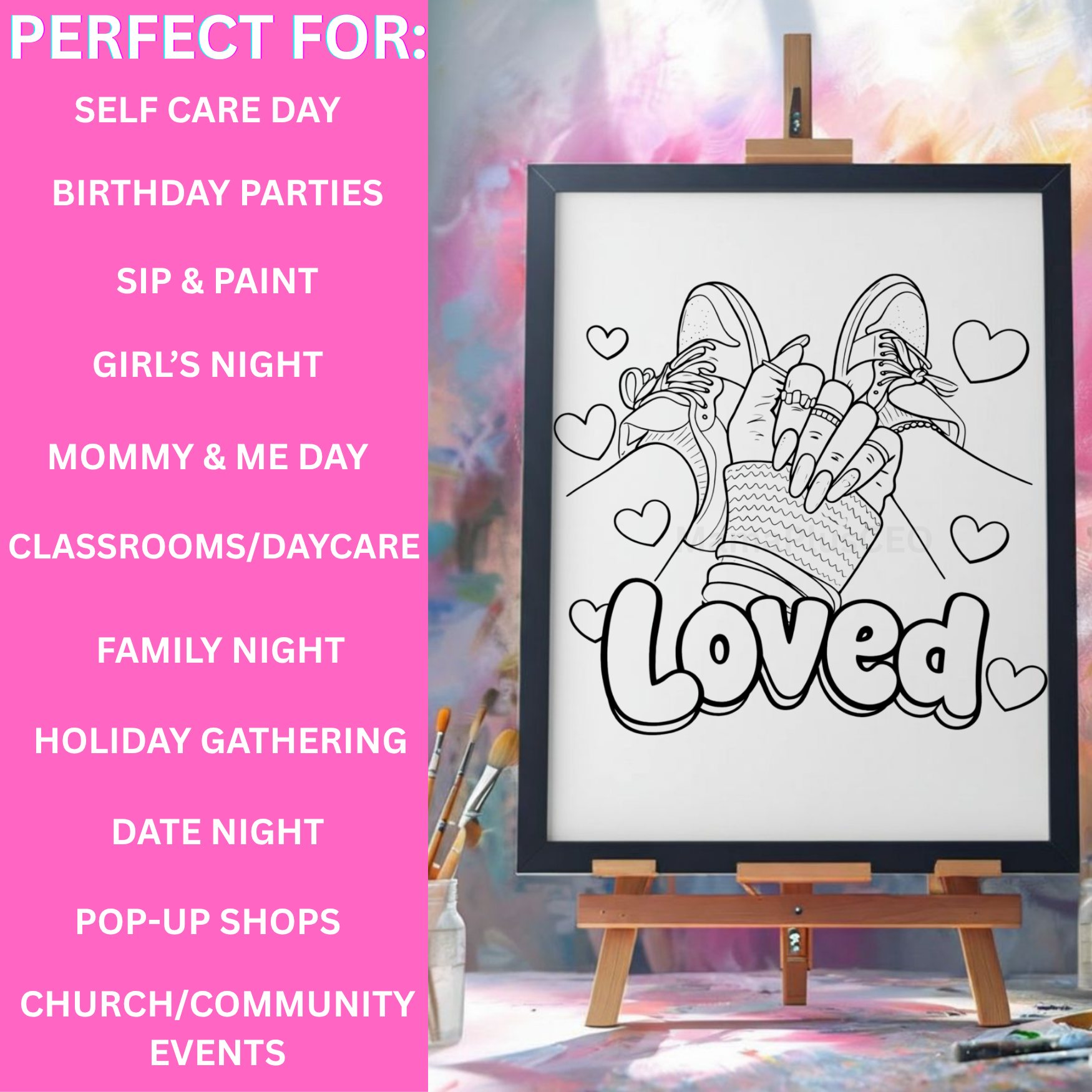 DTF Transfer Outline or Press & Paint Kit - Loved