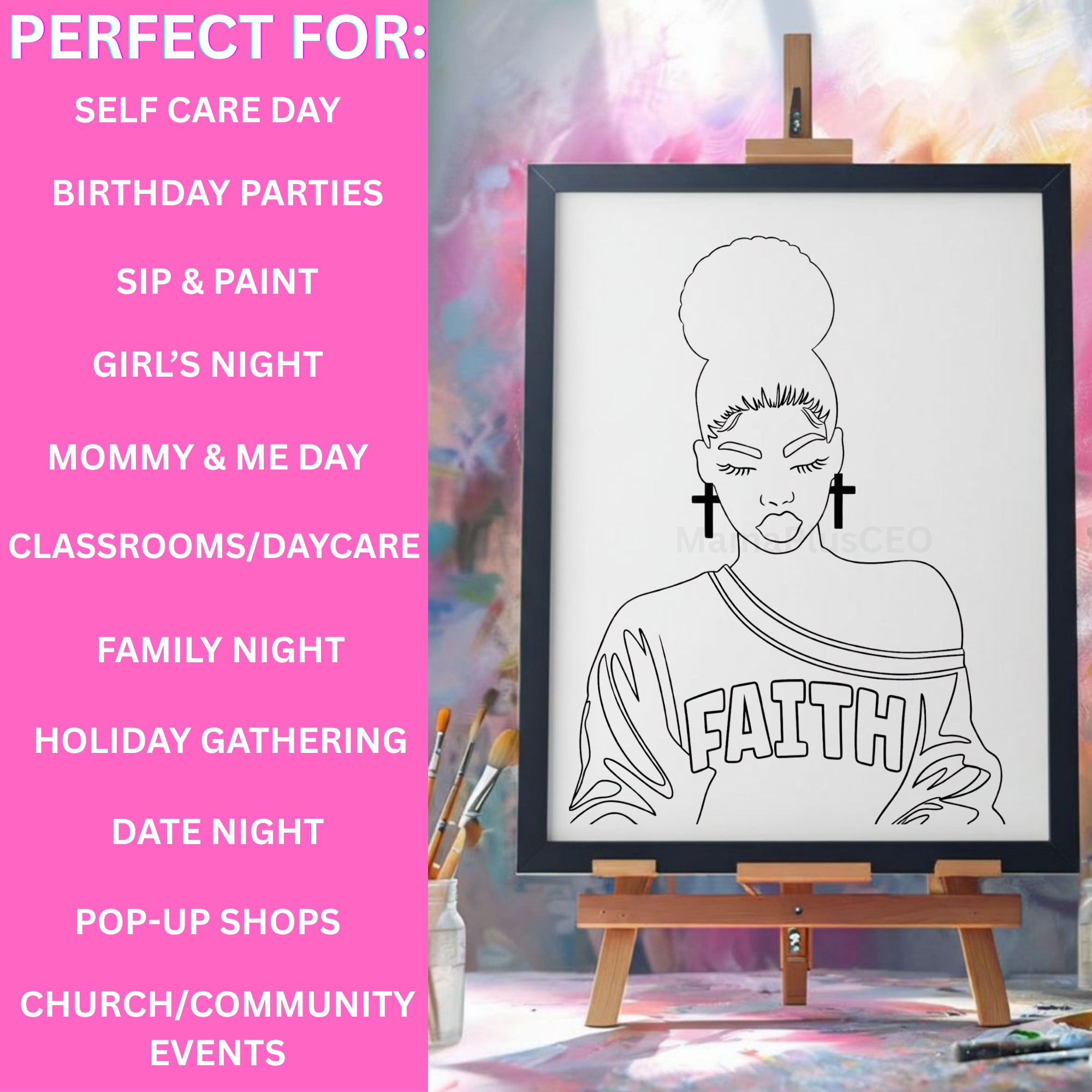DTF Transfer Outline or Press & Paint Kit - Faith Woman