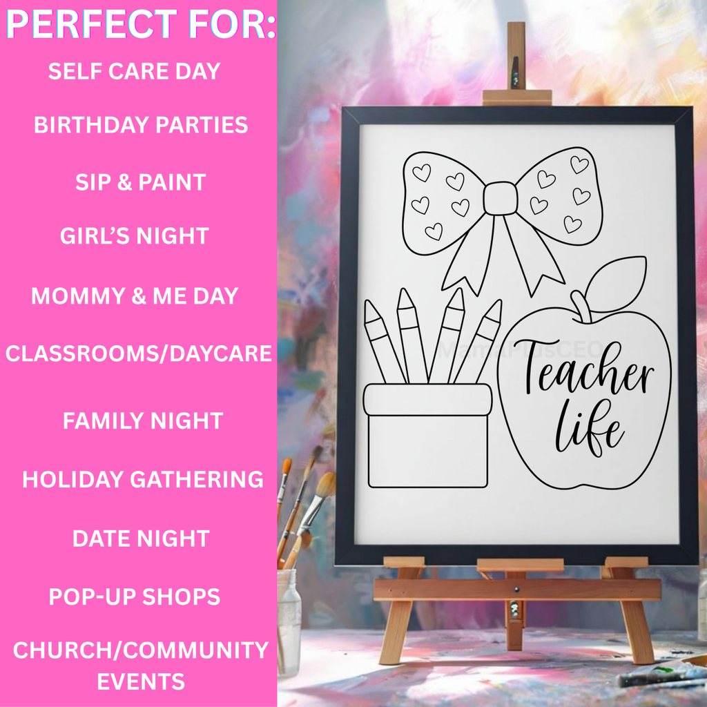 DTF Transfer Outline or Press & Paint Kit - Teacher life