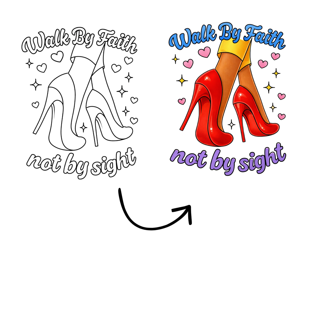 DTF Transfer Outline or Press & Paint Kit - Walk by Faith