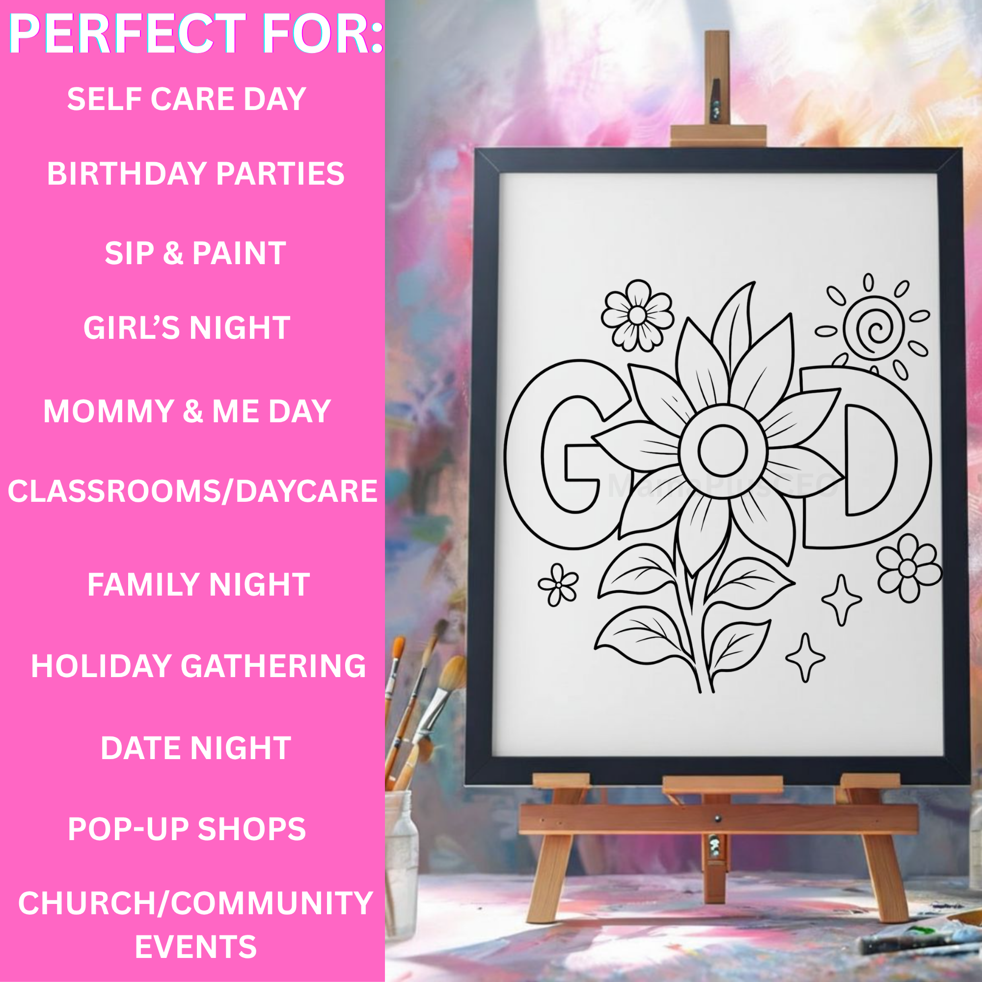DTF Transfer Outline or Press & Paint Kit - God - Sunflower