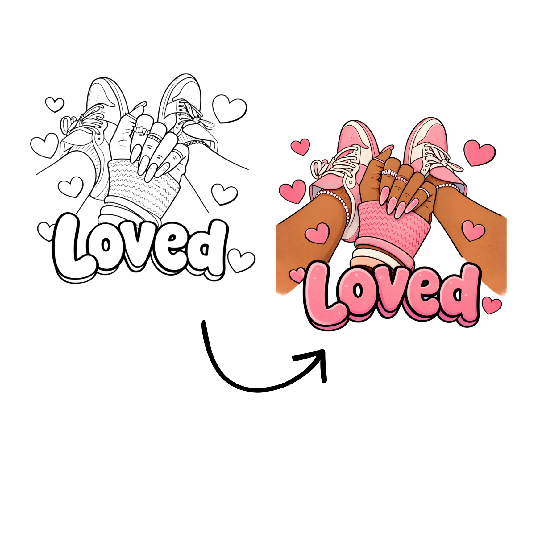 DTF Transfer Outline or Press & Paint Kit - Loved