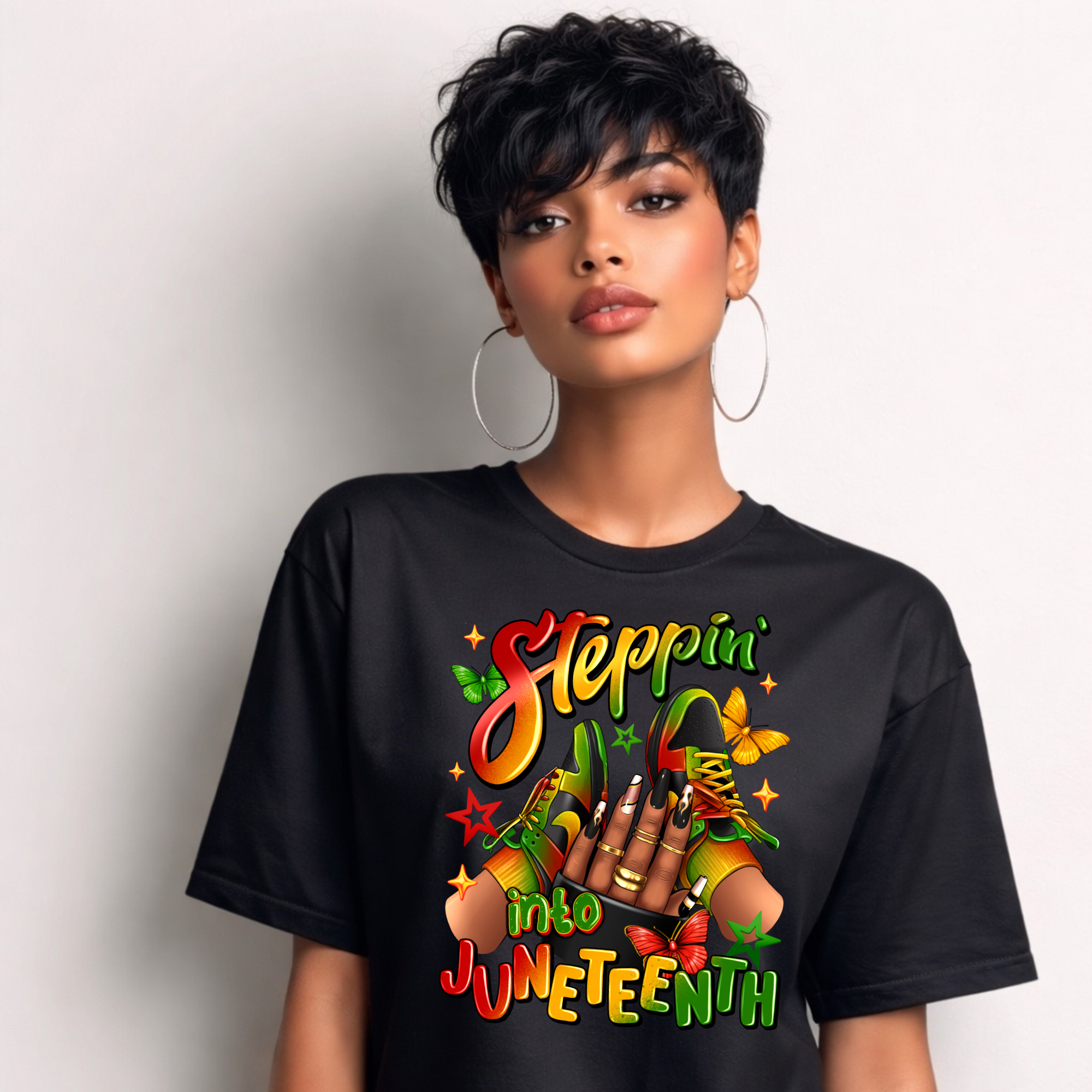 Juneteenth Steppin into Juneteenth Tshirt or Full Color DTF Transfer