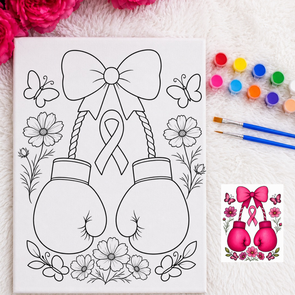 Press & Paint - Breast Cancer - Awareness - Boxing Gloves