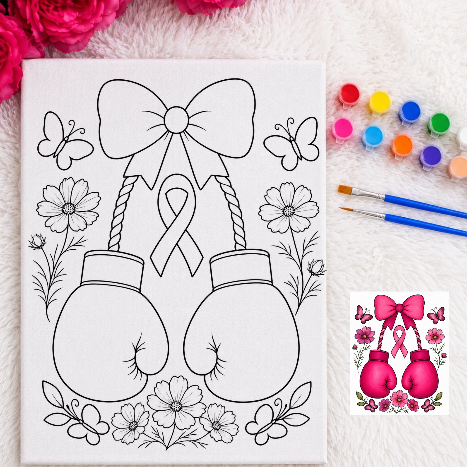 Press & Paint - Breast Cancer - Awareness - Boxing Gloves