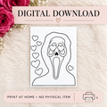 DIGITAL DOWNLOAD ONLY - Halloween Ghost Face Coloring Page - Printable PNG - Instant Download