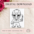 DIGITAL DOWNLOAD ONLY - Halloween Jason Coloring Page - Printable PNG - Instant Download