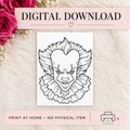 DIGITAL DOWNLOAD ONLY - Halloween IT the clown  Coloring Page - Printable PNG - Instant Download