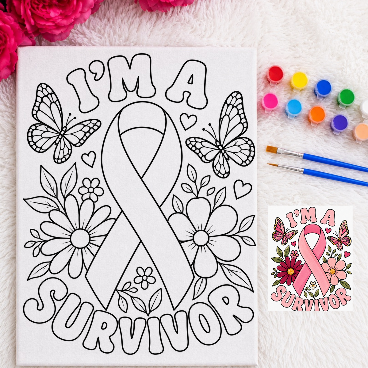 Press & Paint - Breast Cancer - Awareness - I'm a Survivor