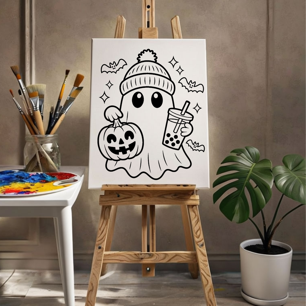Press & Paint - Cute Ghost Pumpkin- Halloween