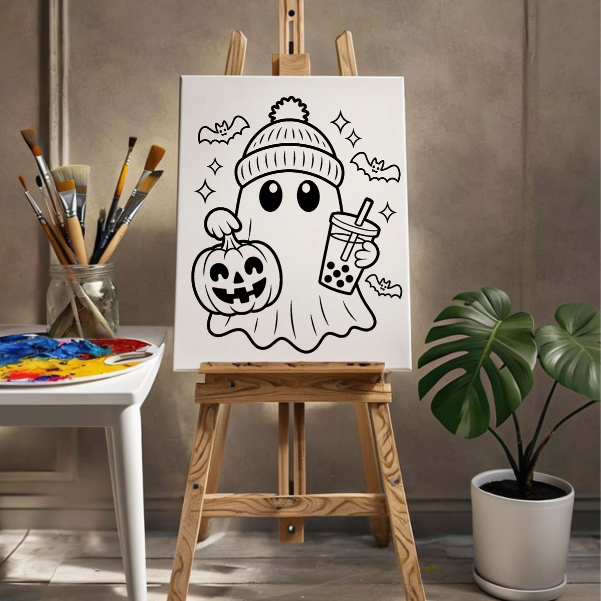 Press & Paint - Cute Ghost Pumpkin- Halloween