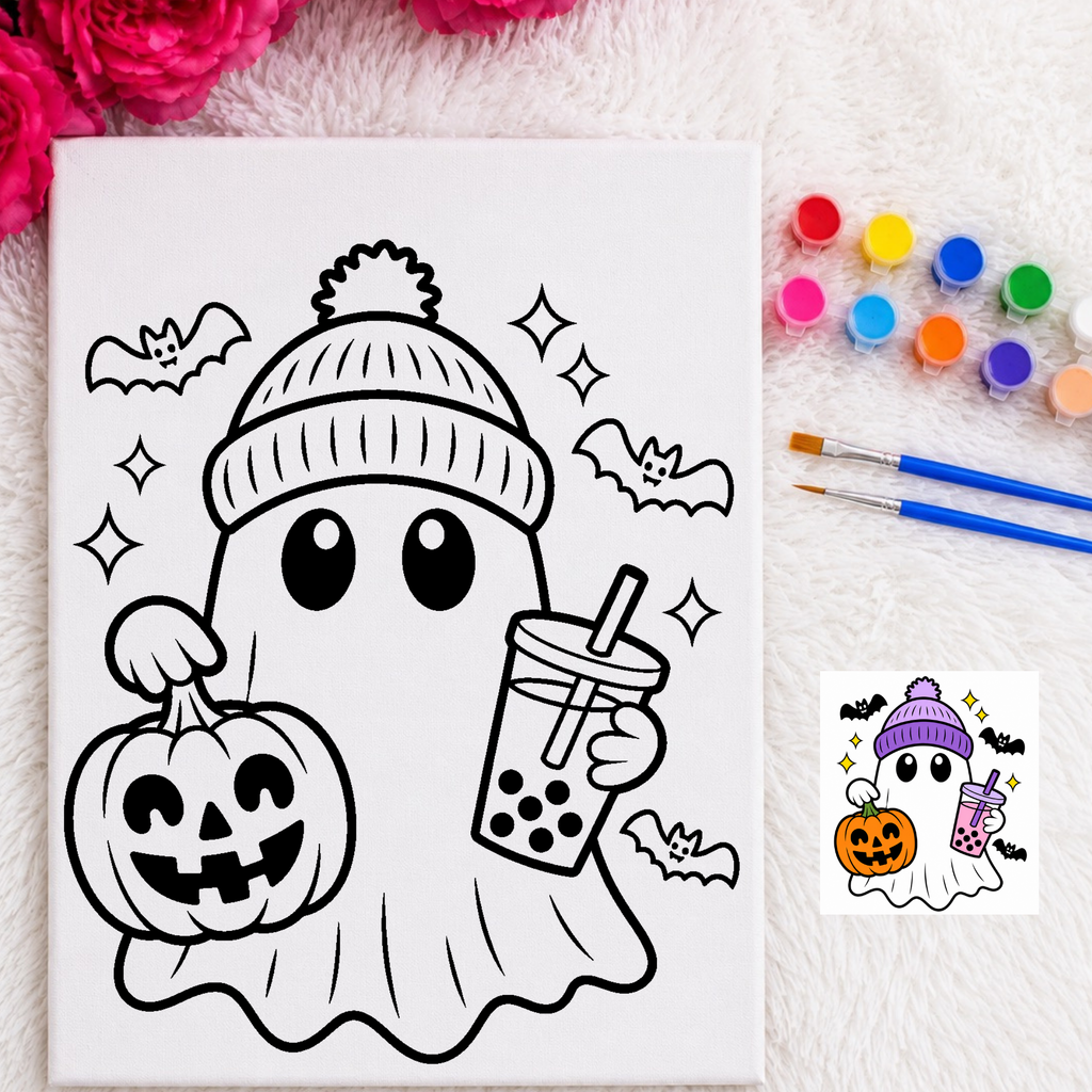Press & Paint - Cute Ghost Pumpkin- Halloween