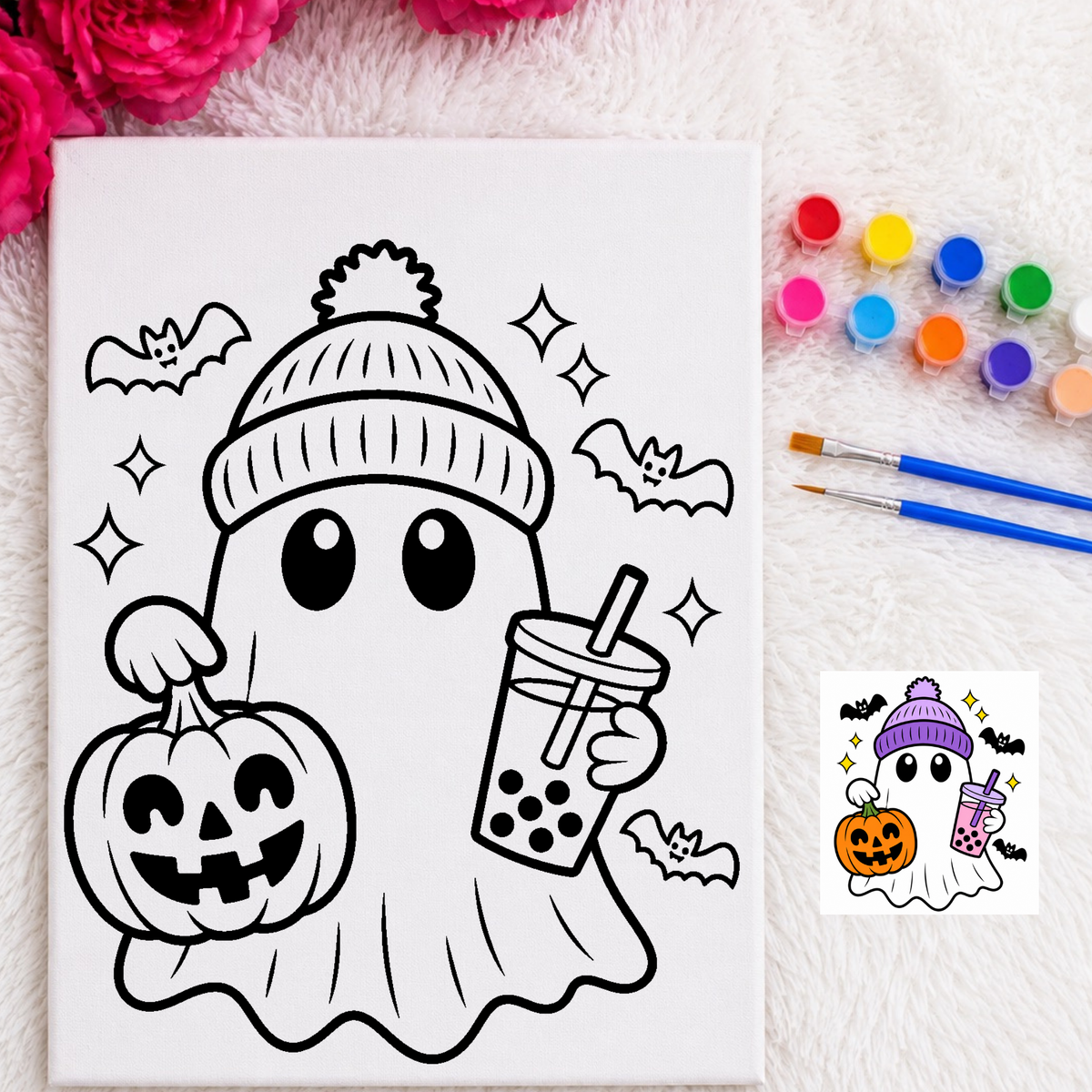 Press & Paint - Cute Ghost Pumpkin- Halloween