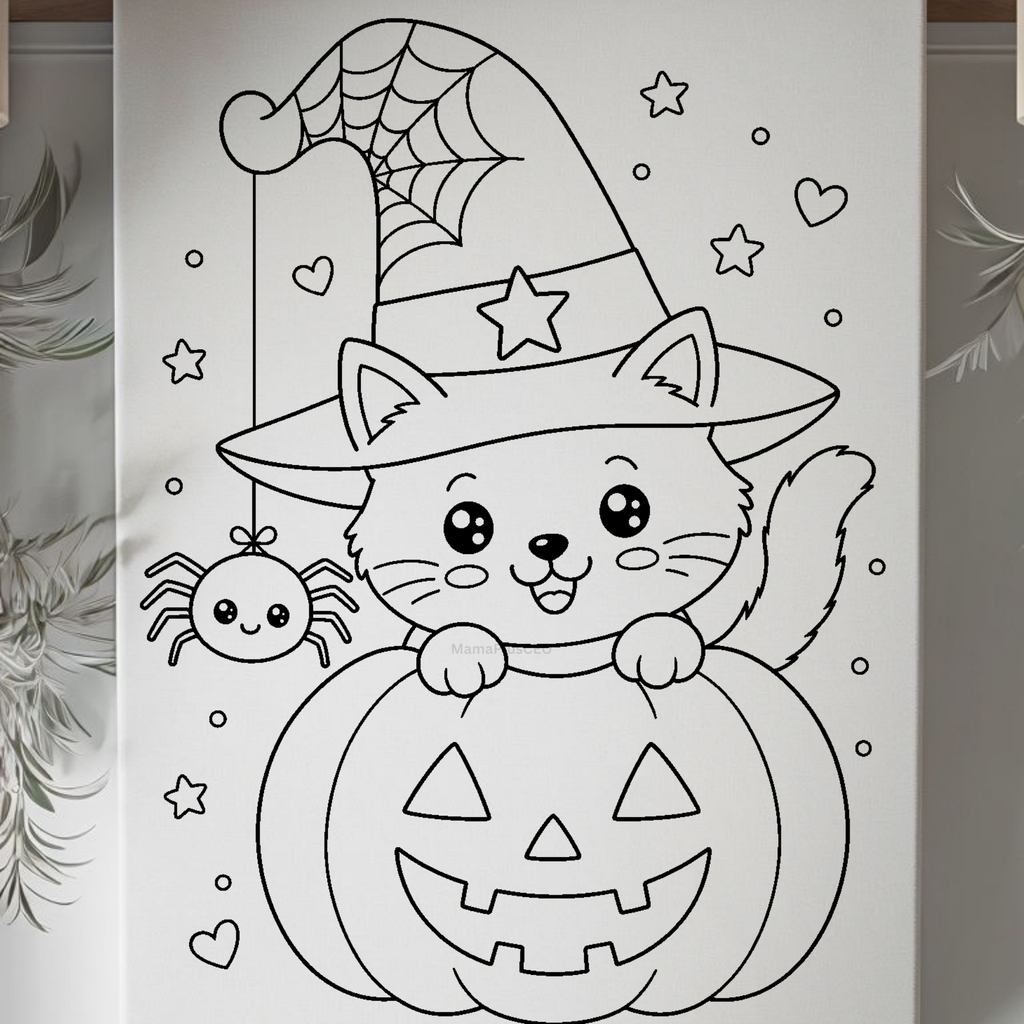Press & Paint - Cat in Pumpkin- Halloween