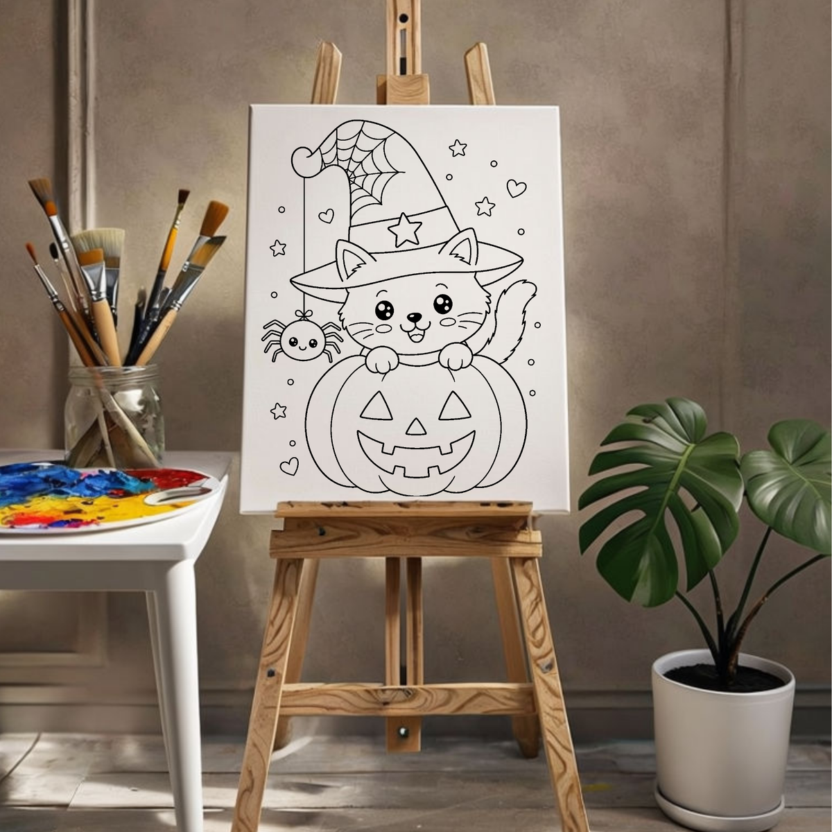 Press & Paint - Cat in Pumpkin- Halloween